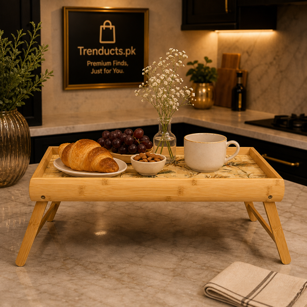 Multi-Functional Foldable Bamboo Bed Table Tray