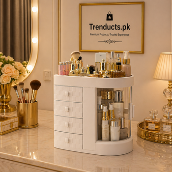 4-Tier Ivory White Multifunctional Makeup & Skincare Organizer