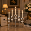 Sophisticated 5-Pillar Silver Candle Stand with Frosted Accents