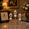 Elegant 3-Pillar Silver Metal Candle Stand