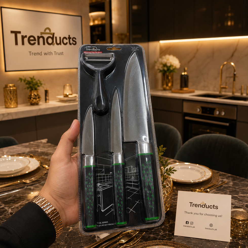 Razor-Edge 3-Piece Pastel Kitchen Knife Set with Matching Sheaths