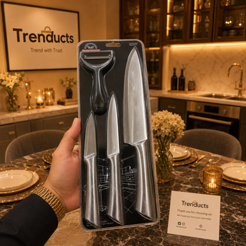 Master-Chef 4-Piece Heavy-Duty Stainless Steel Cleaver & Knife Set