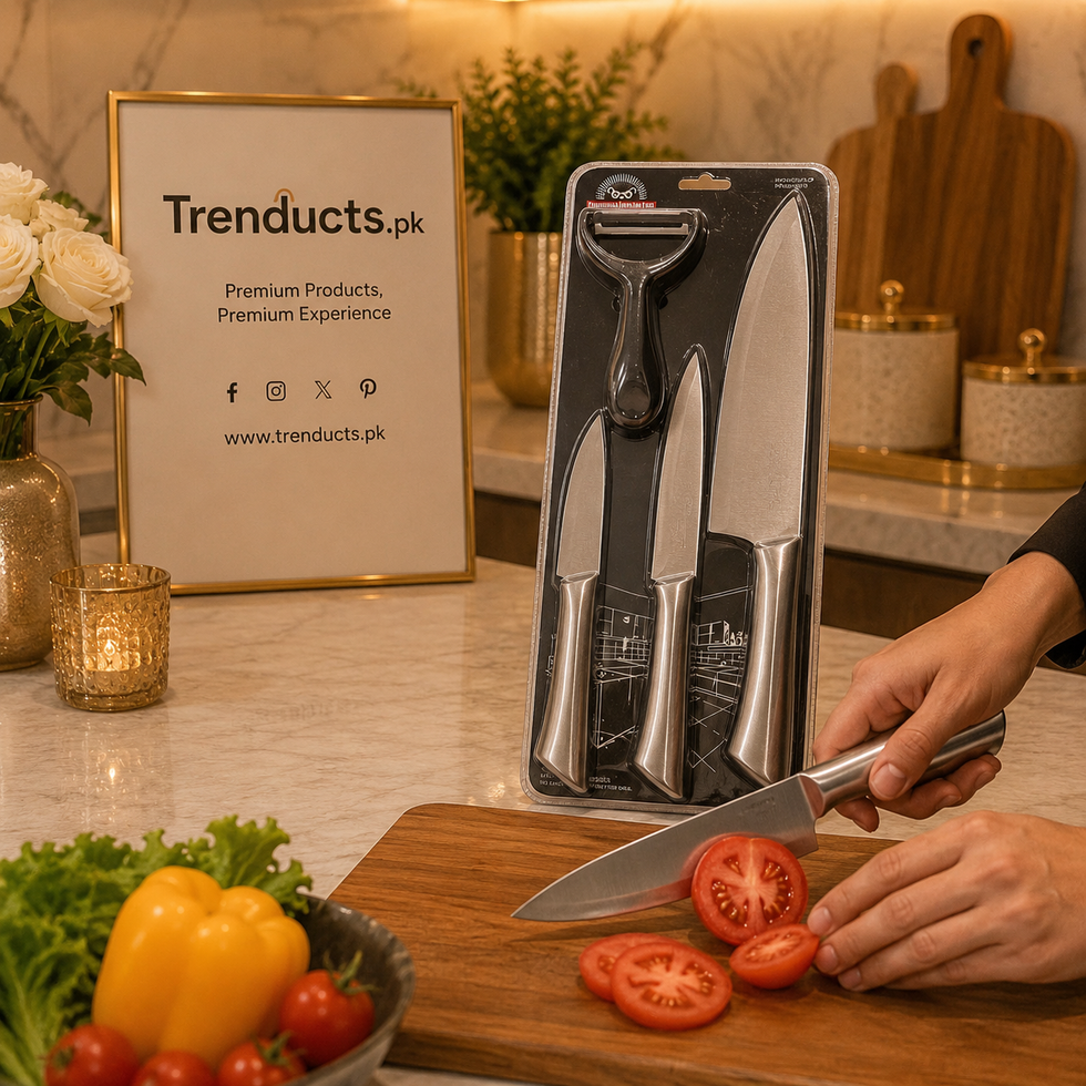 Master-Chef 4-Piece Heavy-Duty Stainless Steel Cleaver & Knife Set