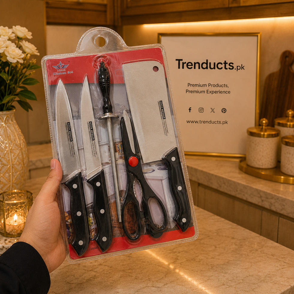 Master-Prep 6-Piece Stainless Steel Knife Set with Cutting Board & Shears