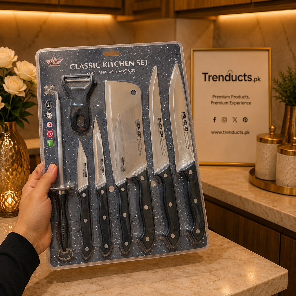 Master-Chef 8-Piece Classic Kitchen Knife Set with Honing Steel & Peeler