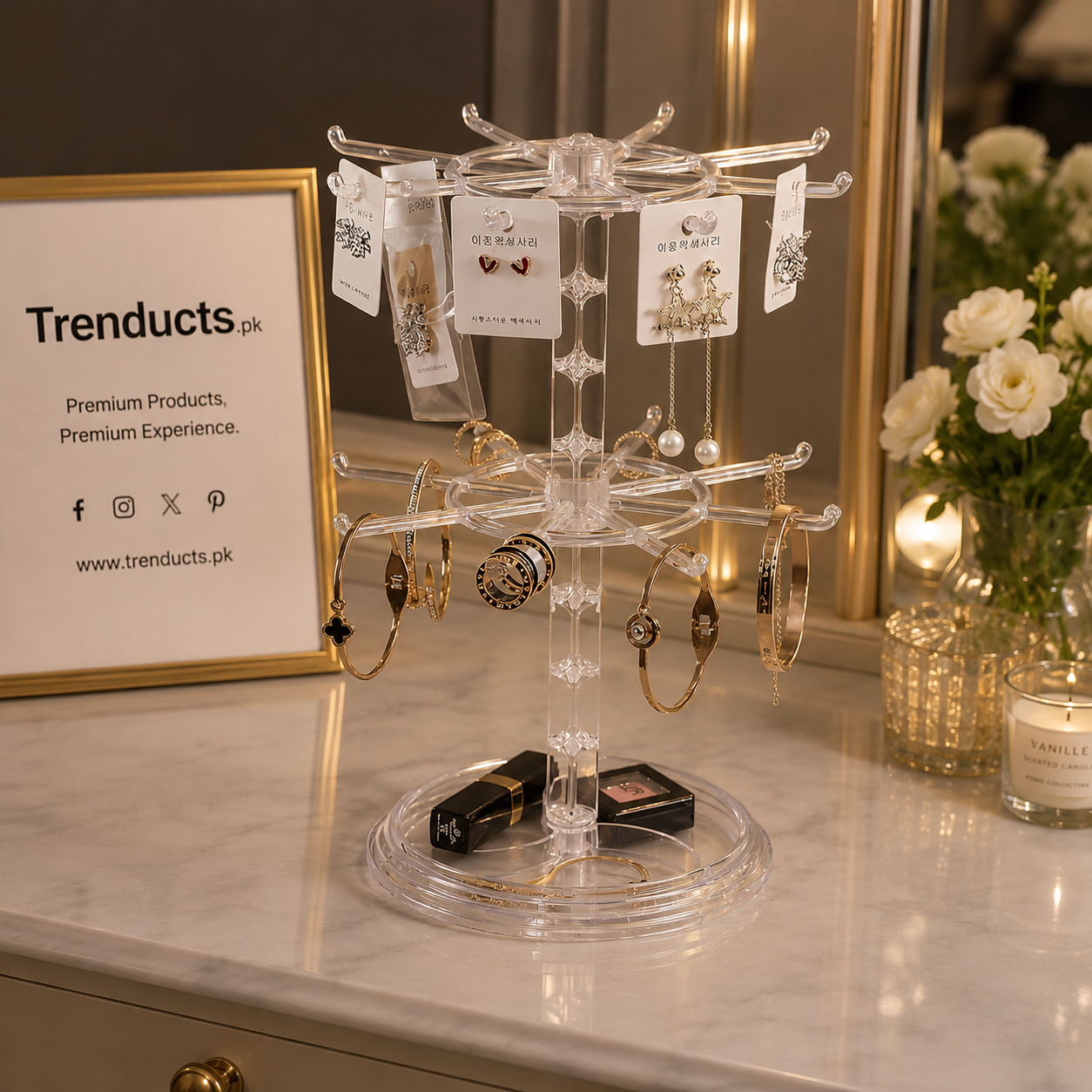 3-Tier T-Bar Jewelry Stand & Accessory Organizer