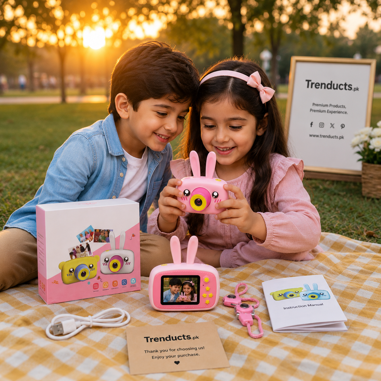 Mini Digital Cartoon Kids Camera with Shockproof Silicone Shell