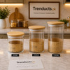 Premium Borosilicate Glass Spice & Pantry Jars with Heavy Wooden Lids