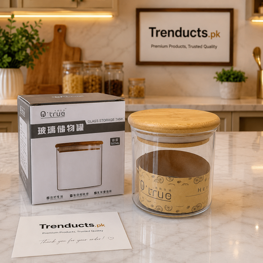 Premium Borosilicate Glass Spice & Pantry Jars with Heavy Wooden Lids
