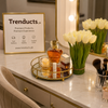 Glassy Golden Luxury Vanity Display Tray with Mirror Base