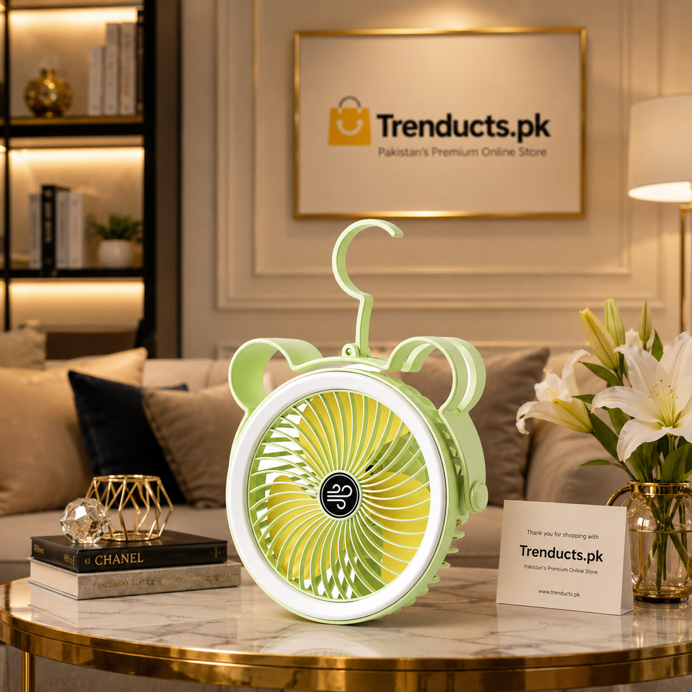 BearBreeze Mini Cartoon Standing Desk Fan with Integrated Wall Hook