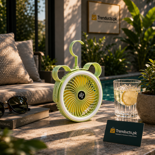 BearBreeze Mini Cartoon Standing Desk Fan with Integrated Wall Hook