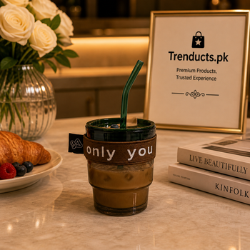 "Only You" Premium Glass Coffee Tumbler – Eco-Friendly Travel Mug with Leak-Proof Lid, Glass Straw