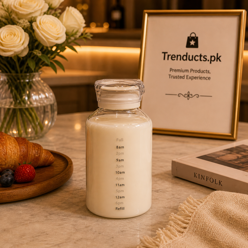 Motivational Glass Milk Bottle with Time Markers