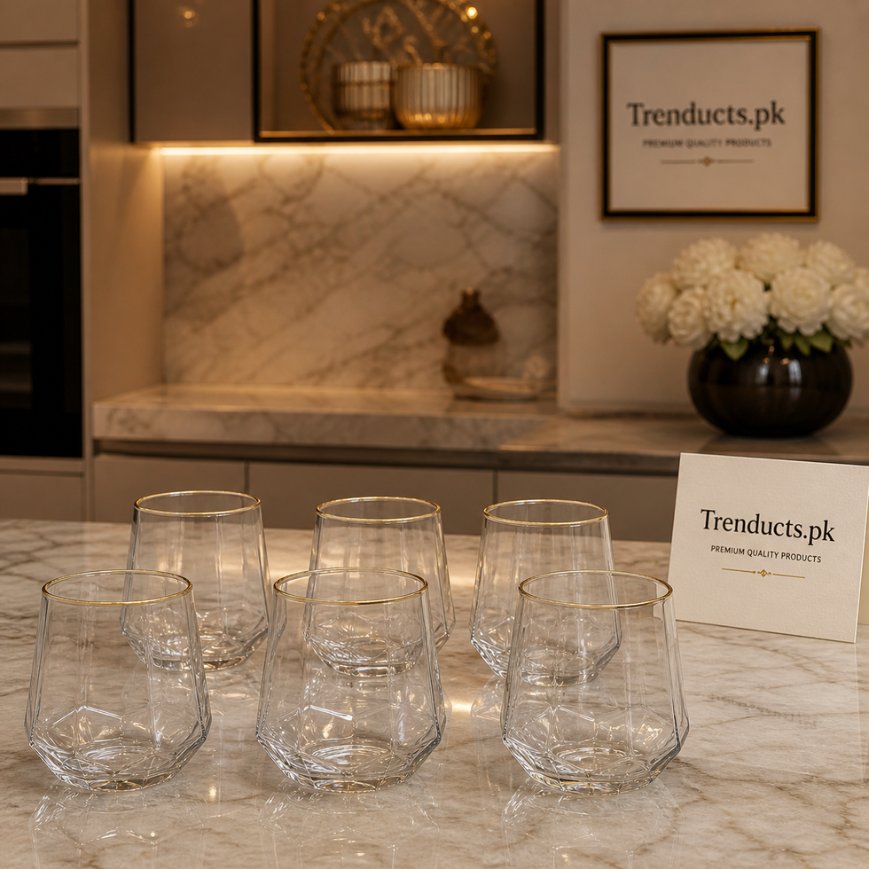 Diamond Geometric Drinking Glass Set - Pack of 6