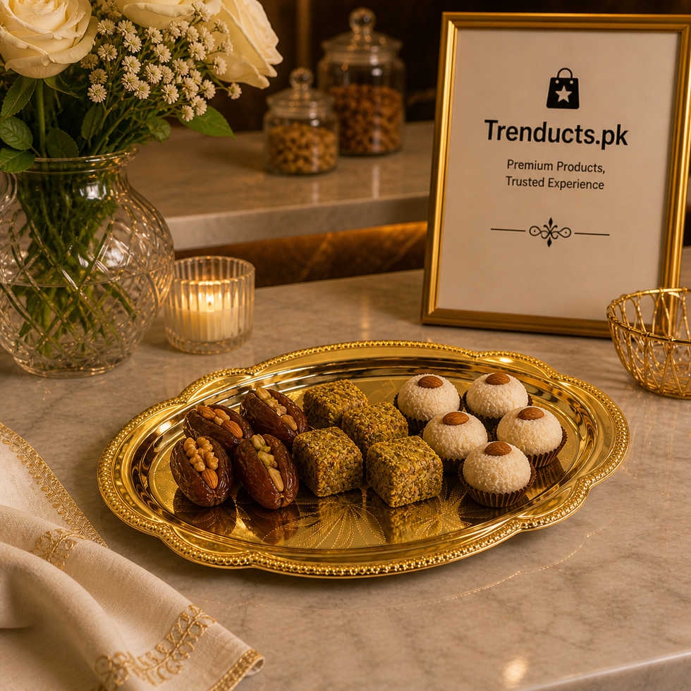 Luxurious Golden Engraved Stainless Steel Serving Tray(17x28cm)
