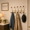 Premium Golden Stainless Steel Wall Hanger with Wooden Accents