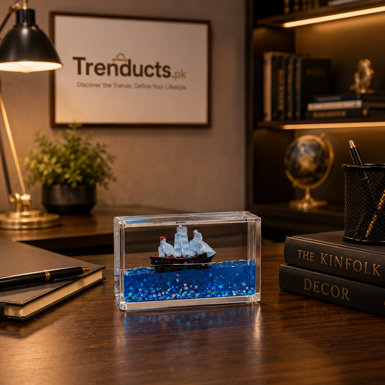 AquaZen 3D Shifting Liquid & Floating Character Square Paperweight