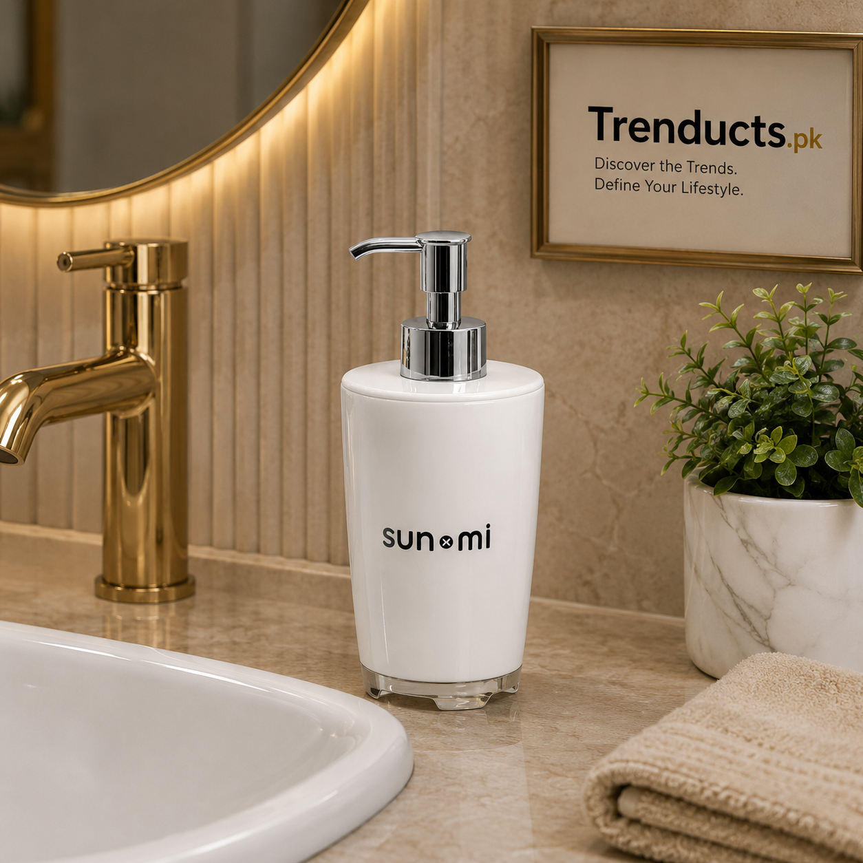 Sleek Gloss Chrome-Accent Plastic Soap & Lotion Dispenser