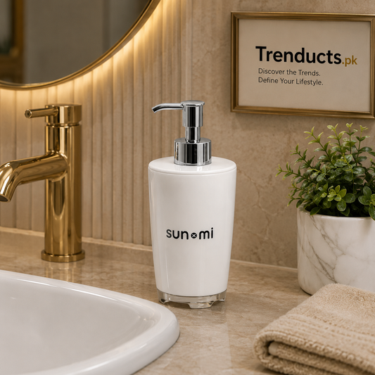 Sleek Gloss Chrome-Accent Plastic Soap & Lotion Dispenser