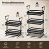 Multipurpose Metal Storage Basket Organizer with Smooth Wooden Handle
