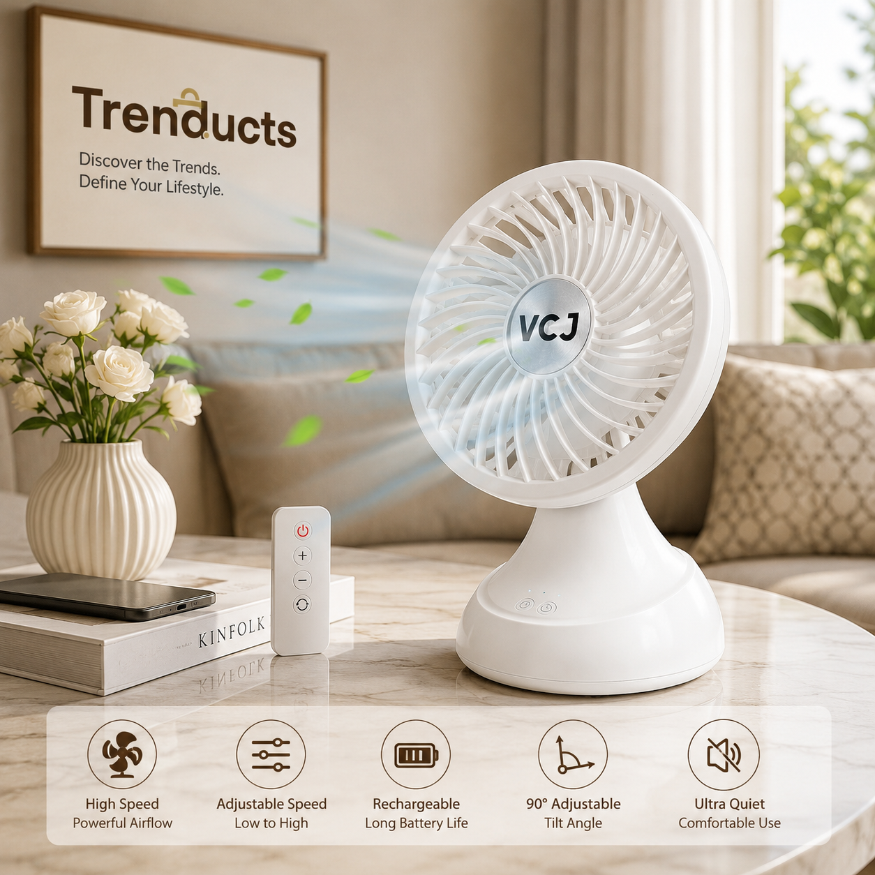 High-Speed Adjustable & Rechargeable Desktop Fan