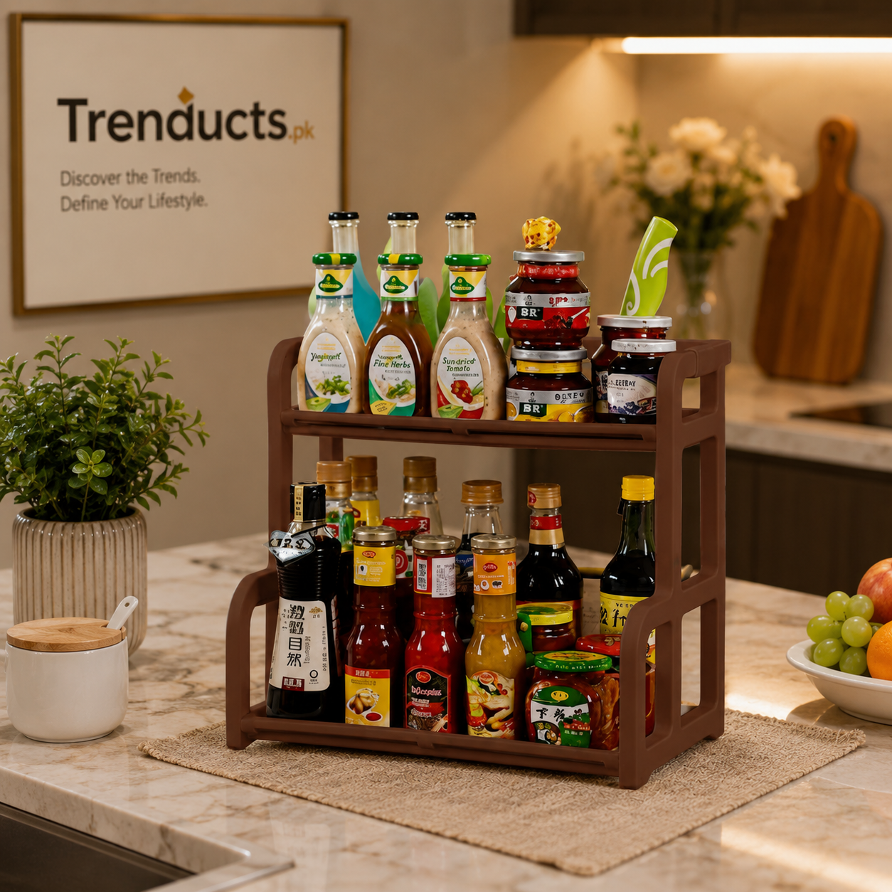 Multi-Tier Kitchen Seasoning Countertop Organizer & Spice Rack