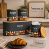 "Food & Passion" 4-Piece Kitchen Canister & Bread Box Set