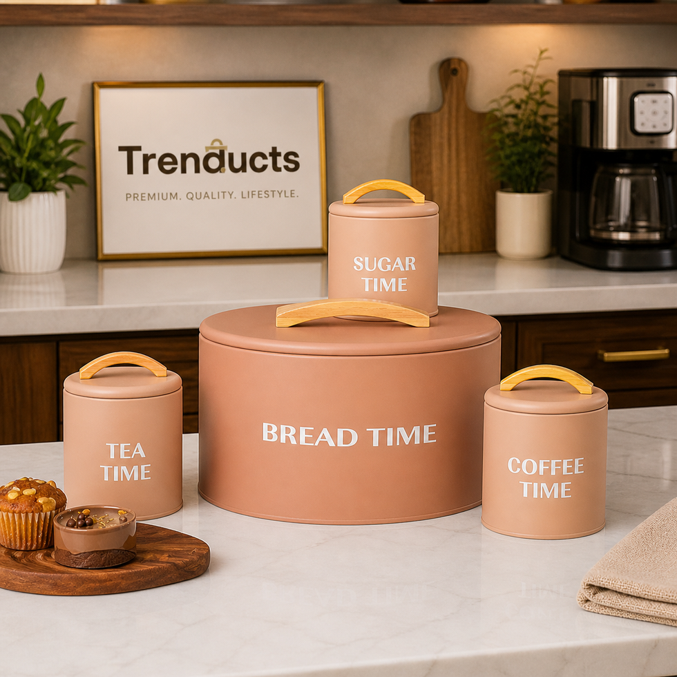 "Tea, Coffee, Sugar & Bread Time" 4-Piece Kitchen Storage Set