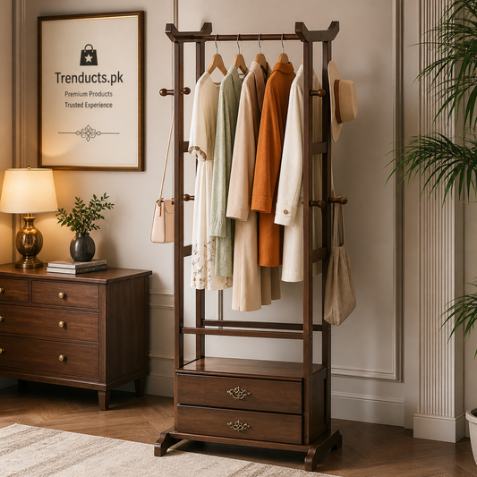 Premium Bamboo Multi-Functional Hanging Clothes Rack