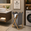 Bamboo X-Frame Folding Laundry Basket