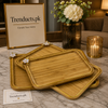 Premium 3-Piece Rectangular Bamboo Tray Set with Floral Accents