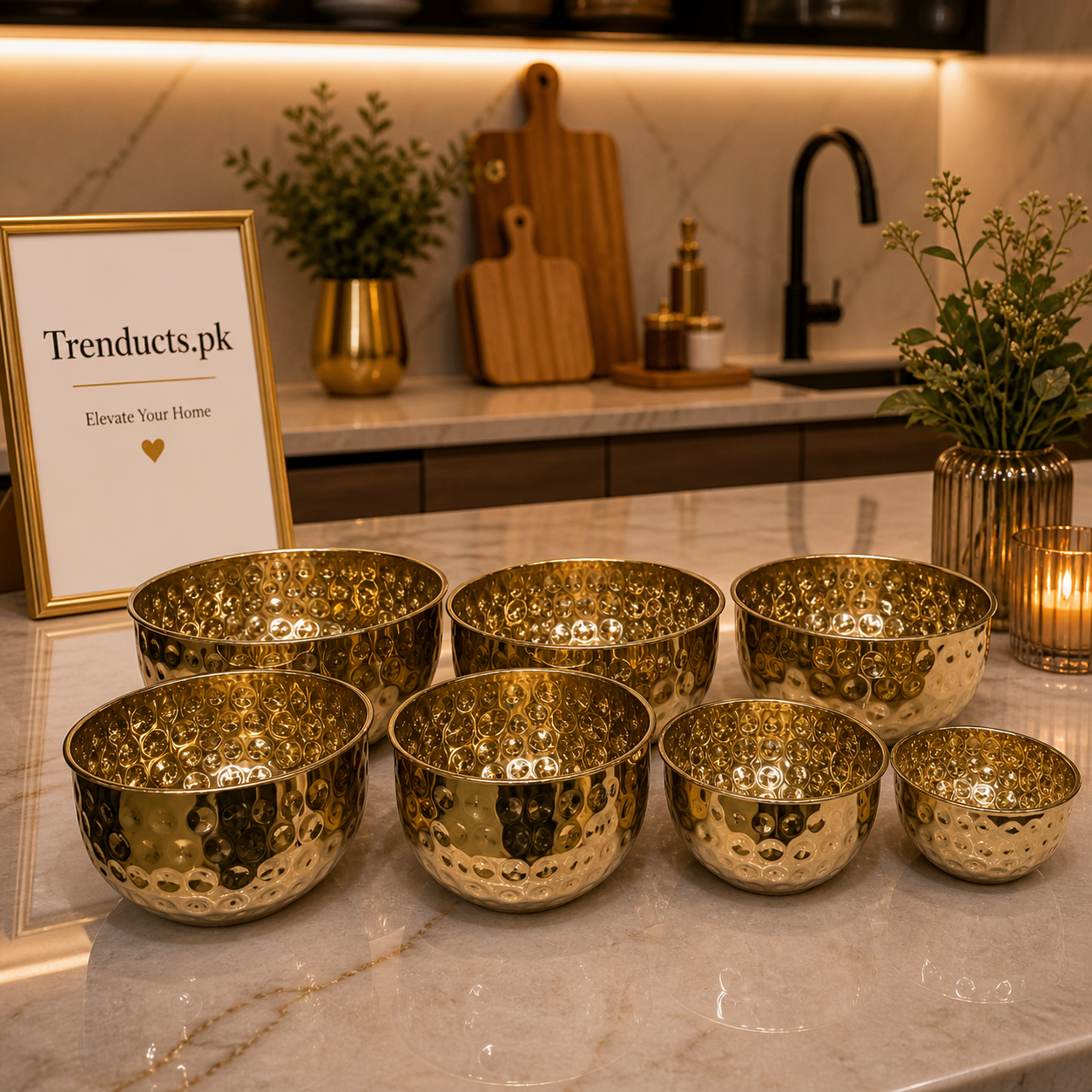 Luxury 7-Piece Hammered Stainless Steel Bowl Set