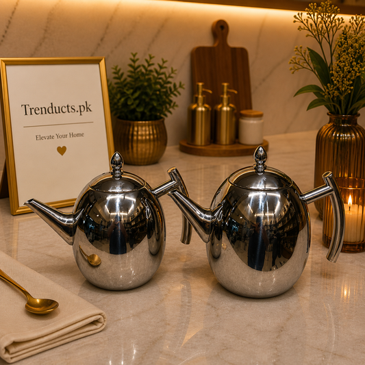 odern Mirror-Finish Stainless Steel Teapot