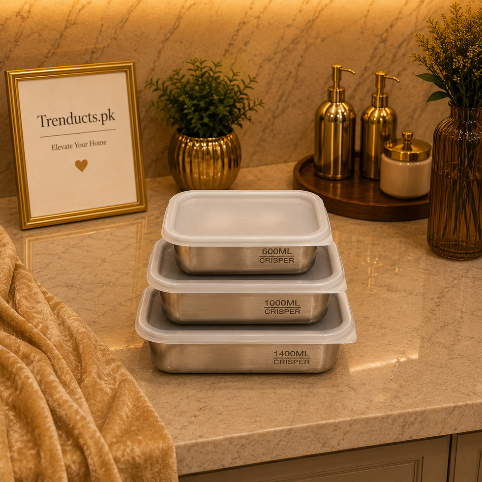 Premium 3-Piece Stainless Steel Storage Box Set