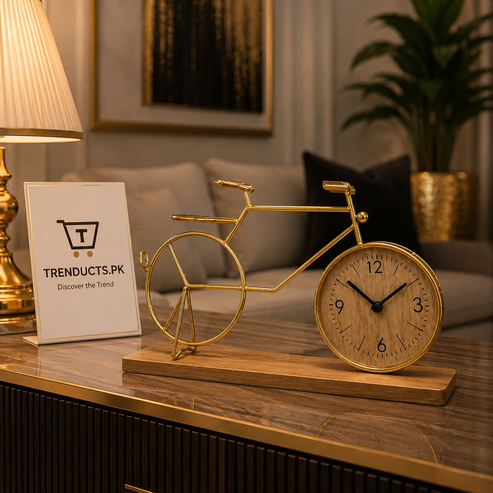 Vintage Golden Metal Bicycle Table Clock
