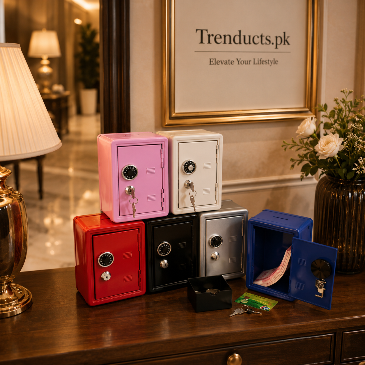 Mini Metal Safe Creative Savings Money Box (Random Colours)