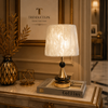 Modern Ice-Gold Metal Side Table Lamp Pair