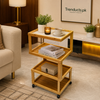 Premium 3 & 4-Tier Bamboo Trolley with Acrylic Top