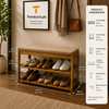 Premium 3-Tier Bamboo Shoe Rack with Padded Bench
