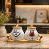 Chai & Qand Artisanal 2-Piece Ceramic Jar Set with Wooden Tray