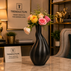 Modern Matte Black Ribbed Swan Vase