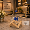 Lunar Bow Glass with Geometric Wooden Stand
