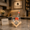 Lunar Bow Glass with Geometric Wooden Stand