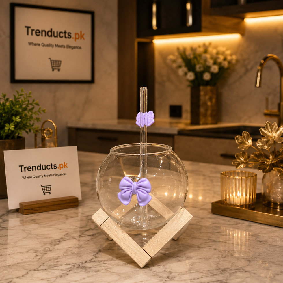 Lunar Bow Glass with Geometric Wooden Stand