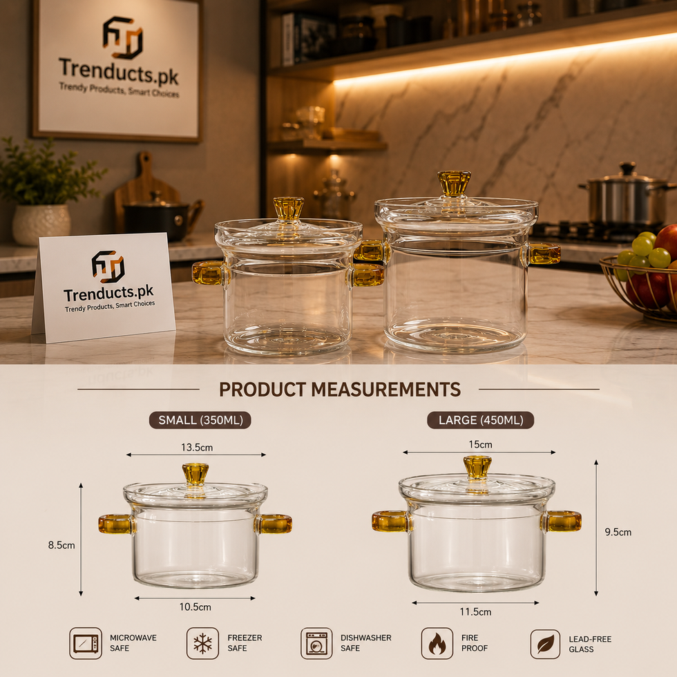 Premium Heat-Resistant Borosilicate Glass Mini Pot with Amber Accents