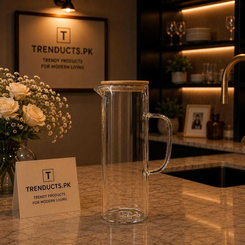 Modern Minimalist Glass Jug with Natural Bamboo Lid