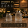 Luxury Hammered Glass Kettle with Golden Accents