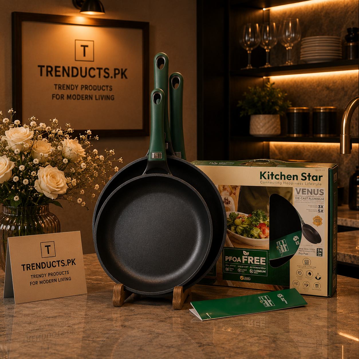 Kitchen Star "Venus" Die-Cast Granite Non-Stick Fry Pan