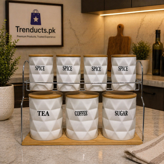 7-Piece Premium Ceramic Airtight Food Storage Jar Set